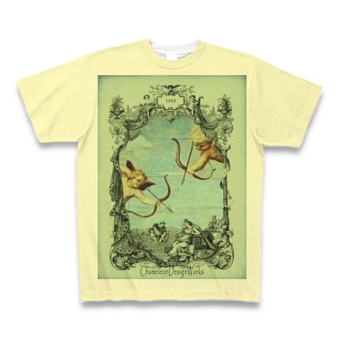 二人の天使たち(全面プリント) 全面プリントTシャツ (カスタード):二人の天使をモチーフにしたアーティスティックなTシャツです。(Tシャツ屋カメレオンデザインワークス) by グラフィックTシャツ、フォトTシャツ中心のTシャツ屋『カメレオンデザインワークス』:グラフィックTシャツ、フォトTシャツ中心のTシャツ屋です。