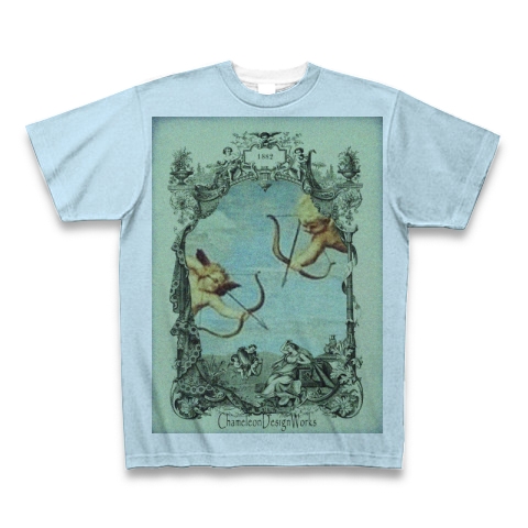 二人の天使たち(全面プリント) 全面プリントTシャツ (ライトブルー):二人の天使をモチーフにしたアーティスティックなTシャツです。(Tシャツ屋カメレオンデザインワークス) by グラフィックTシャツ、フォトTシャツ中心のTシャツ屋『カメレオンデザインワークス』:グラフィックTシャツ、フォトTシャツ中心のTシャツ屋です。