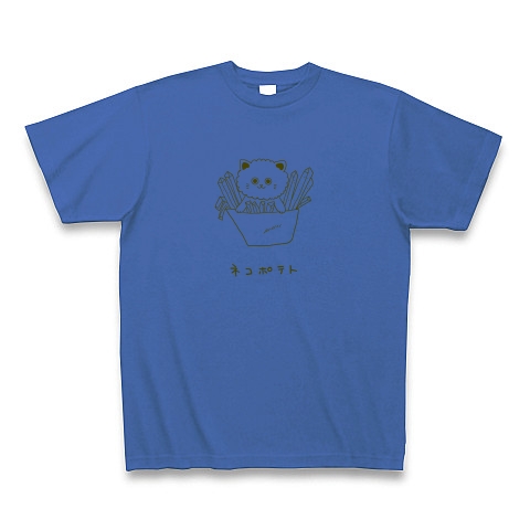 ポテト猫｜Tシャツ｜ミディアムブルー