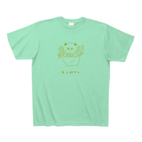 ポテト猫｜Tシャツ｜ミントグリーン