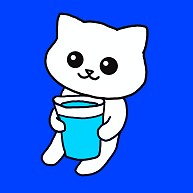 水をのもう猫（ブルー背景）