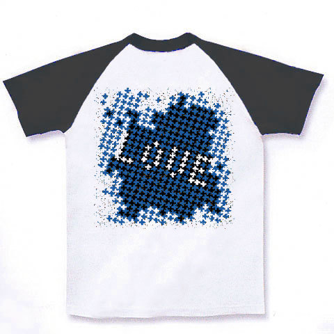 LovePiece(blue)｜ラグランTシャツ｜ホワイト×ブラック