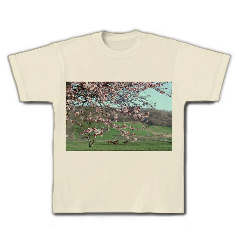 桜と馬｜Tシャツ｜ナチュラル