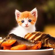 子猫と焼き魚