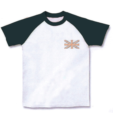 国旗01 Tシャツ ラグラン (黒)｜ラグランTシャツ｜ホワイト×ブラック