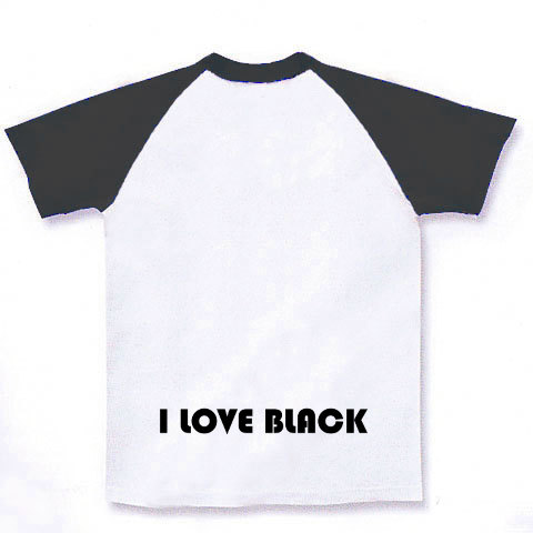 I LOVE BLACK｜ラグランTシャツ｜ホワイト×ブラック