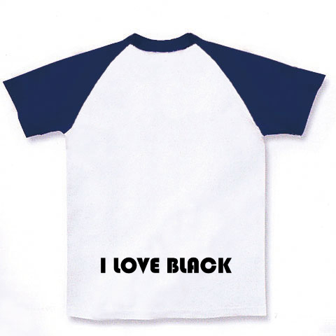 I LOVE BLACK｜ラグランTシャツ｜ホワイト×ネイビー