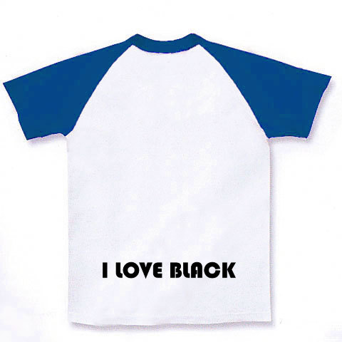 I LOVE BLACK｜ラグランTシャツ｜ホワイト×ロイヤルブルー