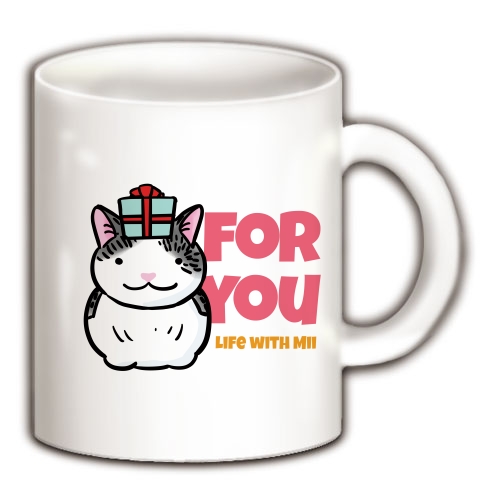 白黒猫まんが　For you｜マグカップ｜ホワイト