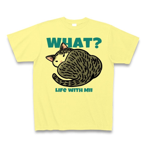 白黒猫まんが　What?｜Tシャツ｜ライトイエロー
