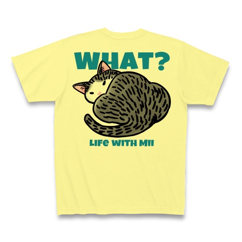 白黒猫まんが　What?｜Tシャツ｜ライトイエロー