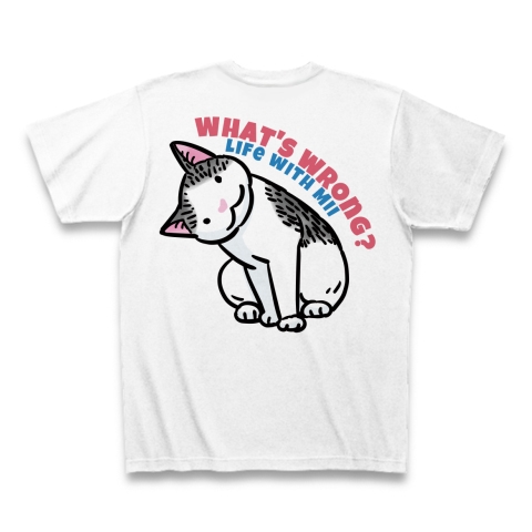 白黒猫まんが　どうしたの？｜Tシャツ｜ホワイト