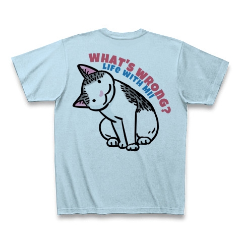 白黒猫まんが　どうしたの？｜Tシャツ｜ライトブルー