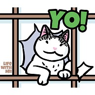 白黒猫まんが　YO!｜Tシャツ｜ライトブルー