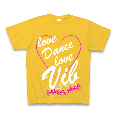 LoveDanceLoveVib(black)｜Tシャツ Pure Color Print｜ゴールドイエロー