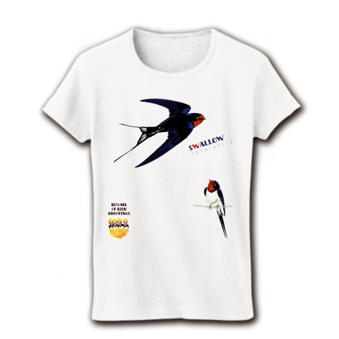 Swallows 0539 ツバメは燕尾でスワロウテイル Tシャツ｜レディースTシャツ｜ホワイト