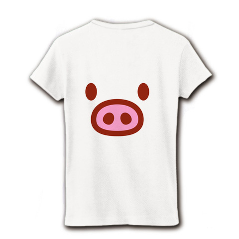 商品詳細 かわいい豚グッズ かわキャラシリーズ ブタちゃん顔 レディースtシャツ ホワイト デザインtシャツ通販clubt