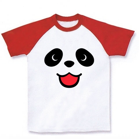 商品詳細 のんきなパンダの顔がドーン のパンダグッズ かおシリーズ パンダのかお ラグランtシャツ ホワイト レッド デザインtシャツ通販clubt