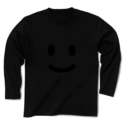 【ニコニコ笑顔の、かわいいグッズ！】かおシリーズ　スマイルフェイス｜長袖Tシャツ Pure Color Print｜ブラック