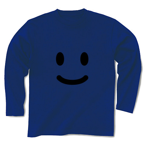 【ニコニコ笑顔の、かわいいグッズ！】かおシリーズ　スマイルフェイス｜長袖Tシャツ Pure Color Print｜ロイヤルブルー