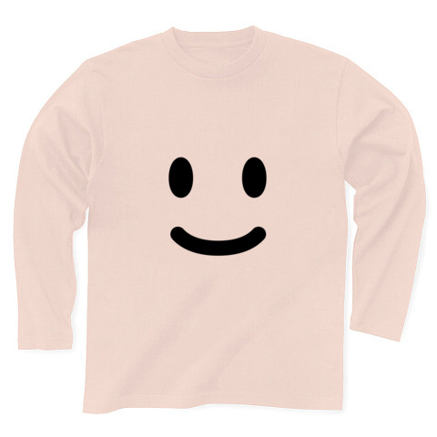 【ニコニコ笑顔の、かわいいグッズ！】かおシリーズ　スマイルフェイス｜長袖Tシャツ Pure Color Print｜ライトピンク