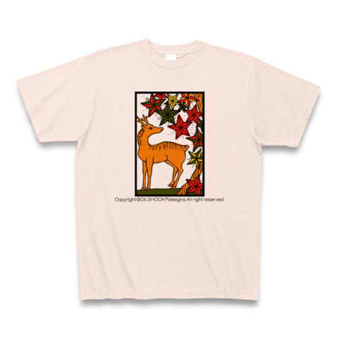 商品詳細 花札 猪鹿蝶 紅葉に鹿 Tシャツ ライトピンク デザインtシャツ通販clubt