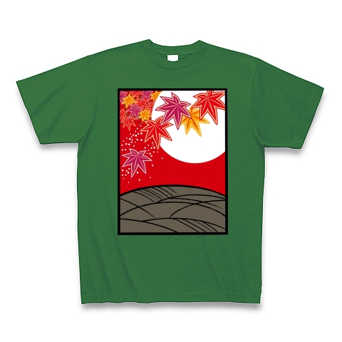 商品詳細 花札 坊主 八月 紅葉 Tシャツ Pure Color Print グリーン デザインtシャツ通販clubt
