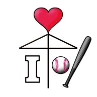 I love Baseball(アイラブベースボール・野球)相合い傘/One Heart Love Umbrella2 Black Line