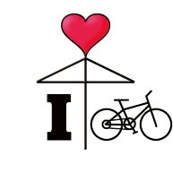 I love Cycling(アイラブサイクリング・自転車)相合い傘/One Heart Love Umbrella2 Black Line