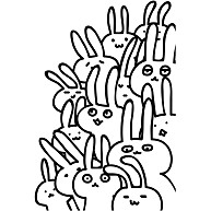 横から群れるウサギ