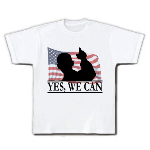 商品詳細 Yes We Can オバマ大統領 イラスト 文字 Tシャツ ホワイト デザインtシャツ通販clubt