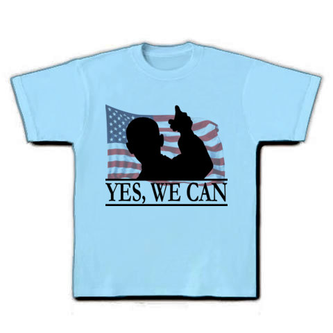 商品詳細 Yes We Can オバマ大統領 イラスト 文字 Tシャツ ライトブルー デザインtシャツ通販clubt