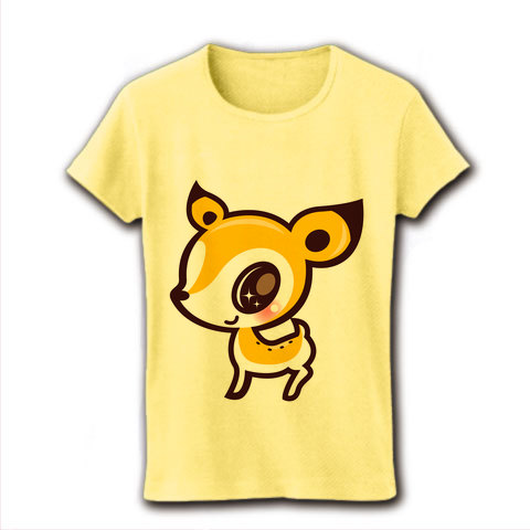 商品詳細 子鹿バンビ動物キャラクターイラスト 単体 レディースtシャツ ライトイエロー デザインtシャツ通販clubt