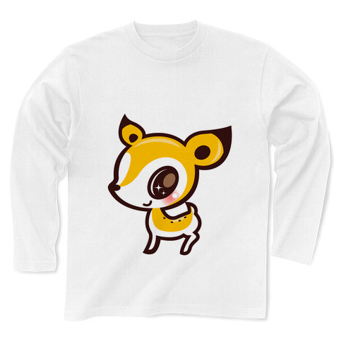 商品詳細 子鹿バンビ動物キャラクターイラスト 単体 長袖tシャツ ホワイト デザインtシャツ通販clubt