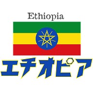 カタカナ国旗Tシャツ「エチオピア」｜Tシャツ Pure Color Print｜ライトブルー