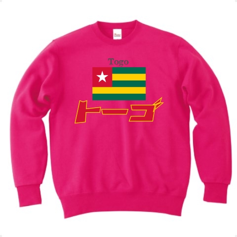 カタカナ国旗Ｔシャツ「トーゴ」｜トレーナー Pure Color Print｜フラミンゴピンク