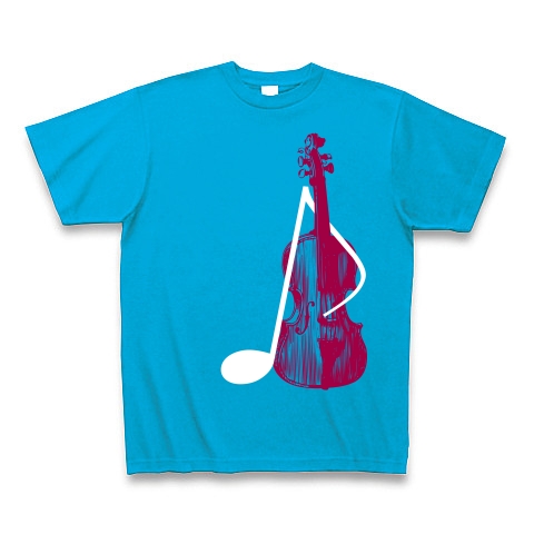 音符とバイオリン｜Tシャツ Pure Color Print｜ターコイズ