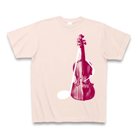 音符とバイオリン｜Tシャツ Pure Color Print｜ライトピンク