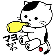 商品詳細『マヨネーズを吸うねこ｜Tシャツ｜ホワイト』デザインTシャツ 