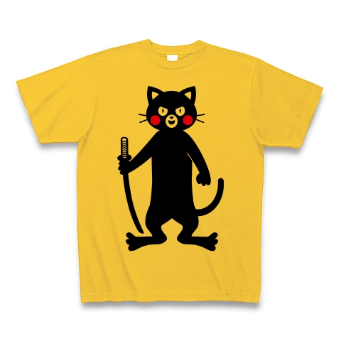 商品詳細 黒猫侍 Tシャツ ゴールドイエロー デザインtシャツ通販clubt