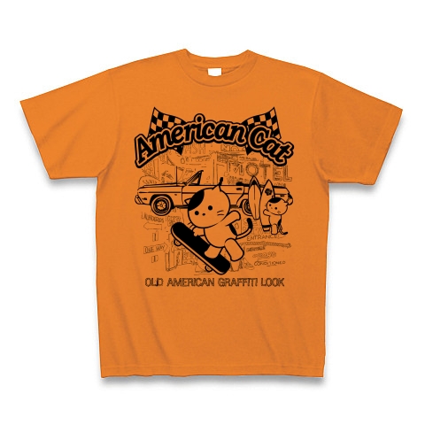商品詳細 オールドアメリカン グラフィティ猫 Tシャツ オレンジ デザインtシャツ通販clubt