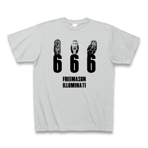 商品詳細 フリーメイソン イルミナティ 3種の梟と666 Tシャツ グレー デザインtシャツ通販clubt