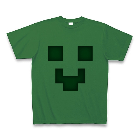 商品詳細 マインクラフト Minecraft風 ニコちゃんマーク Tシャツ グリーン デザインtシャツ通販clubt