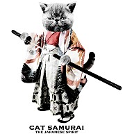 商品詳細 超斬新 超かっこいい 猫侍 Cat Samurai Tシャツ パープル デザインtシャツ通販clubt