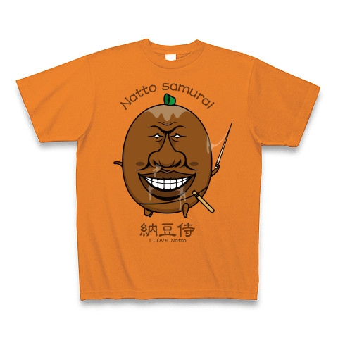 商品詳細 納豆キャラクター 納豆侍 I Love 納豆 Tシャツ Pure Color Print オレンジ デザインtシャツ通販clubt