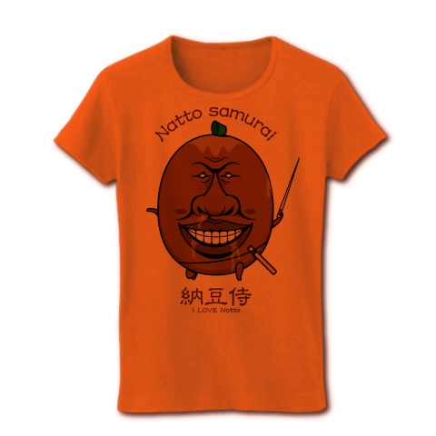 商品詳細 納豆キャラクター 納豆侍 I Love 納豆 レディースtシャツ オレンジ デザインtシャツ通販clubt