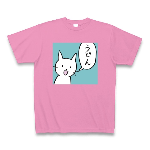 商品詳細 猫イラスト うどん Tシャツ Pure Color Print ピンク デザインtシャツ通販clubt