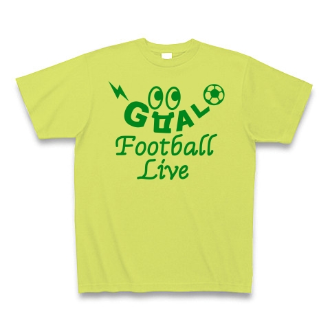 サッカー・GOAL・緑・FOOTBALL・サッカーボール・ゴール坊や・キャラクター・サッカー魂・サッカー部・サッカー応援・サッカーファッション・かわいい・かっこいい・おもしろい・楽しい｜Tシャツ｜ライトグリーン