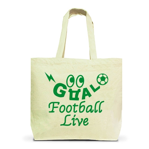 サッカー・GOAL・緑・FOOTBALL・サッカーボール・ゴール坊や・キャラクター・サッカー魂・サッカー部・サッカー応援・サッカーファッション・かわいい・かっこいい・おもしろい・楽しい｜トートバッグL｜ナチュラル