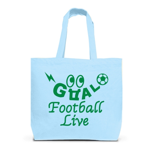 サッカー・GOAL・緑・FOOTBALL・サッカーボール・ゴール坊や・キャラクター・サッカー魂・サッカー部・サッカー応援・サッカーファッション・かわいい・かっこいい・おもしろい・楽しい｜トートバッグL｜ライトブルー